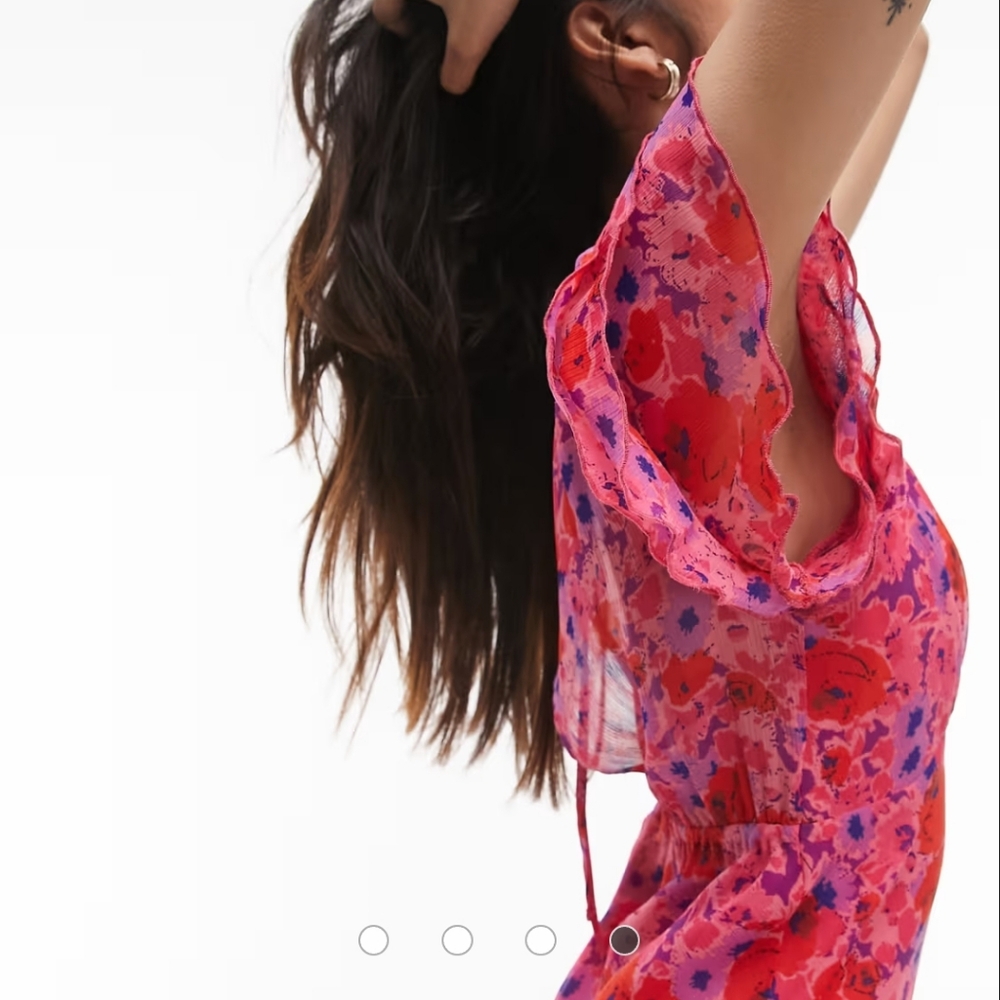 πΊ Topshop Pink & Red Floral Maxi Dress β Size 10 (US) - Picture 4 of 8
